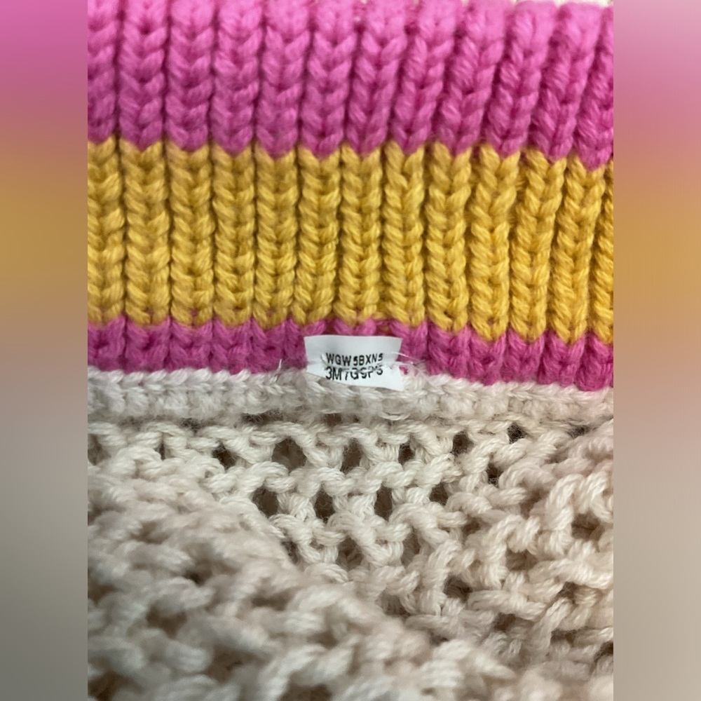 Aerie Offline Cream, yellow and Pink High Waist open in weave Knit Shorts - Picture 4 of 6